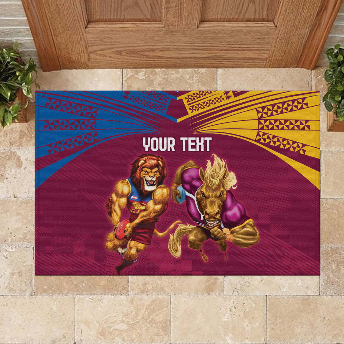 Custom Brisbane Broncos and Lions Rubber Doormat Together Sporty Style