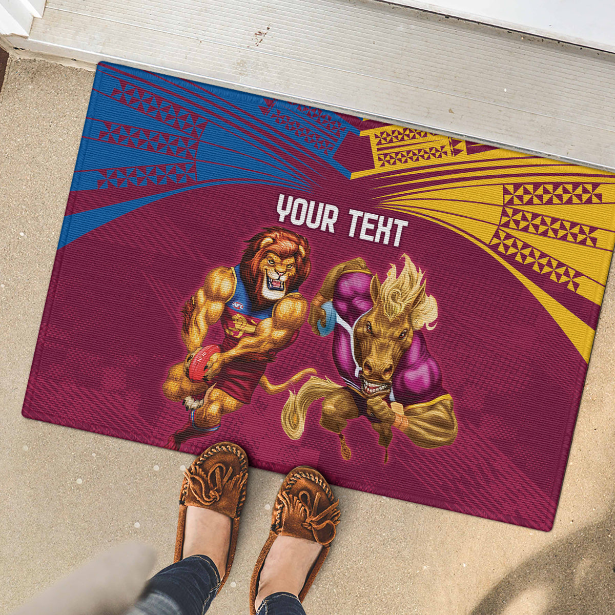 Custom Brisbane Broncos and Lions Rubber Doormat Together Sporty Style
