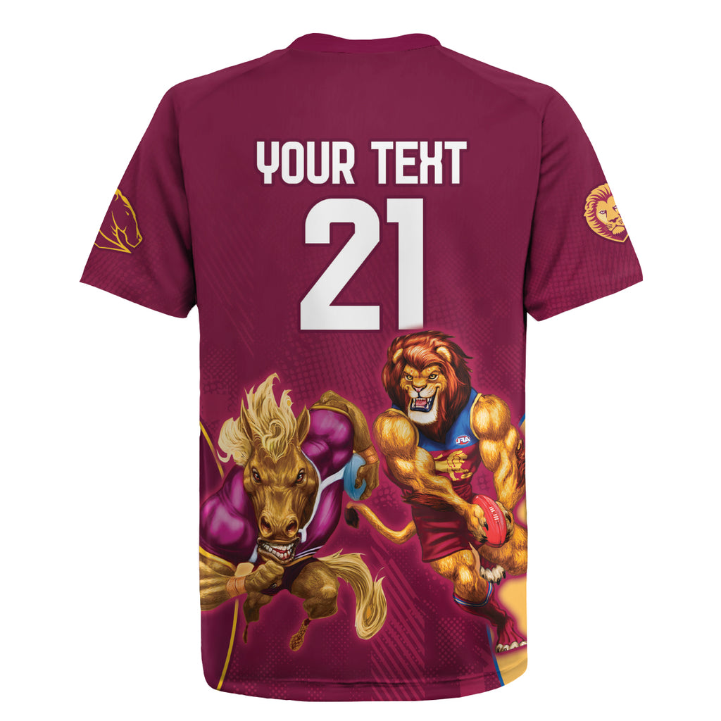 Custom Brisbane Broncos and Lions Rugby Jersey Together Sporty Style