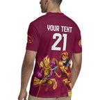 Custom Brisbane Broncos and Lions Rugby Jersey Together Sporty Style