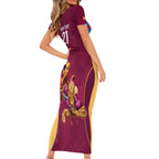 Custom Brisbane Broncos and Lions Short Sleeve Bodycon Dress Together Sporty Style