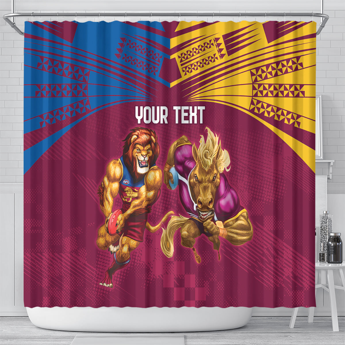 Custom Brisbane Broncos and Lions Shower Curtain Together Sporty Style