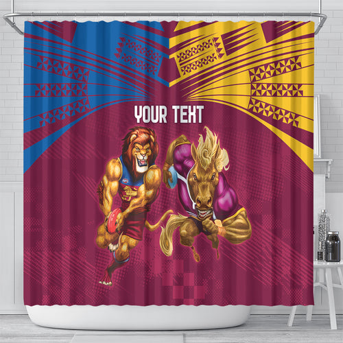 Custom Brisbane Broncos and Lions Shower Curtain Together Sporty Style