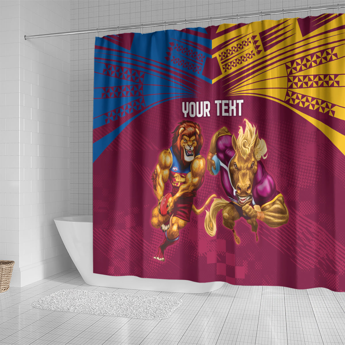 Custom Brisbane Broncos and Lions Shower Curtain Together Sporty Style