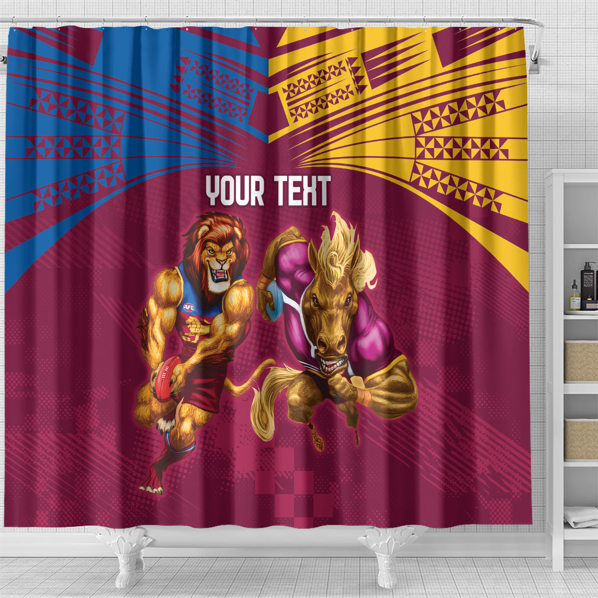 Custom Brisbane Broncos and Lions Shower Curtain Together Sporty Style