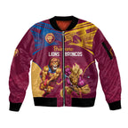 Custom Brisbane Broncos and Lions Sleeve Zip Bomber Jacket Together Sporty Style