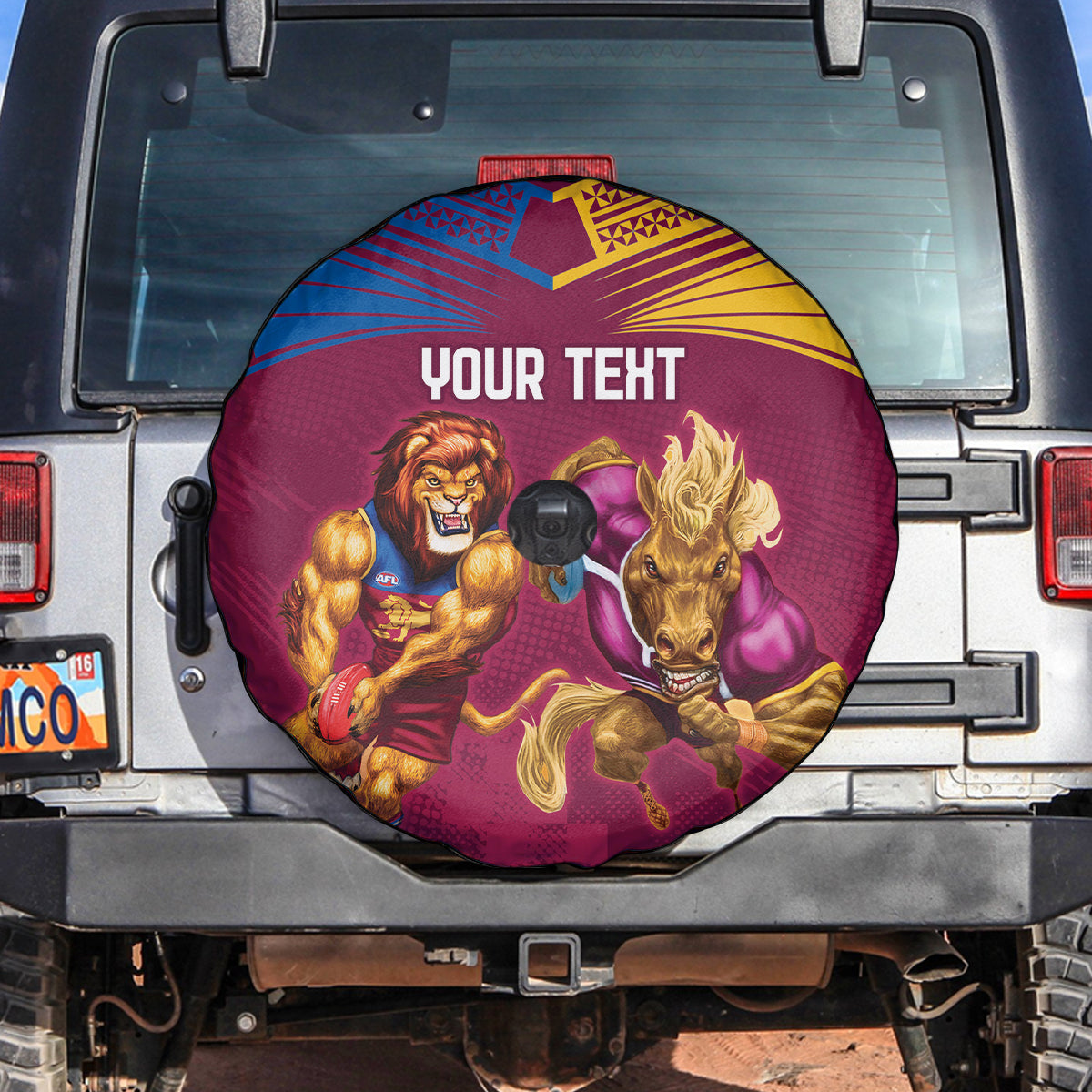 Custom Brisbane Broncos and Lions Spare Tire Cover Together Sporty Style