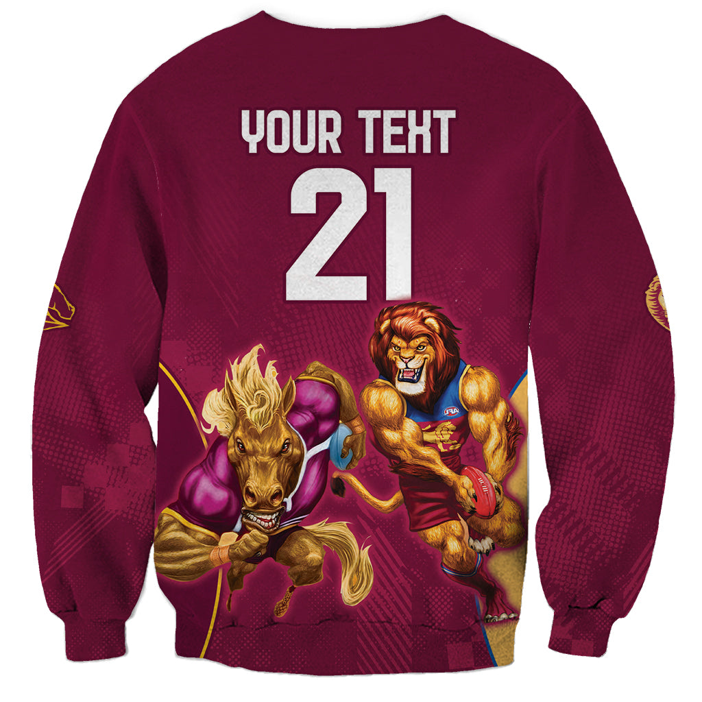 Custom Brisbane Broncos and Lions Sweatshirt Together Sporty Style