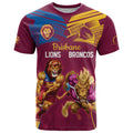 Custom Brisbane Broncos and Lions T Shirt Together Sporty Style
