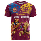 Custom Brisbane Broncos and Lions T Shirt Together Sporty Style