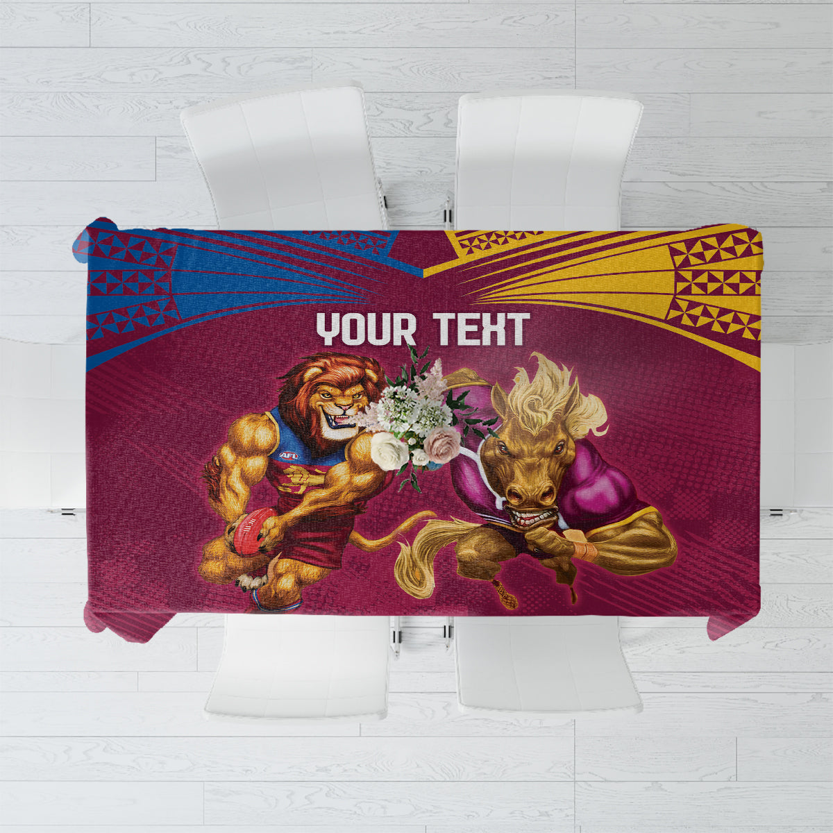 Custom Brisbane Broncos and Lions Tablecloth Together Sporty Style