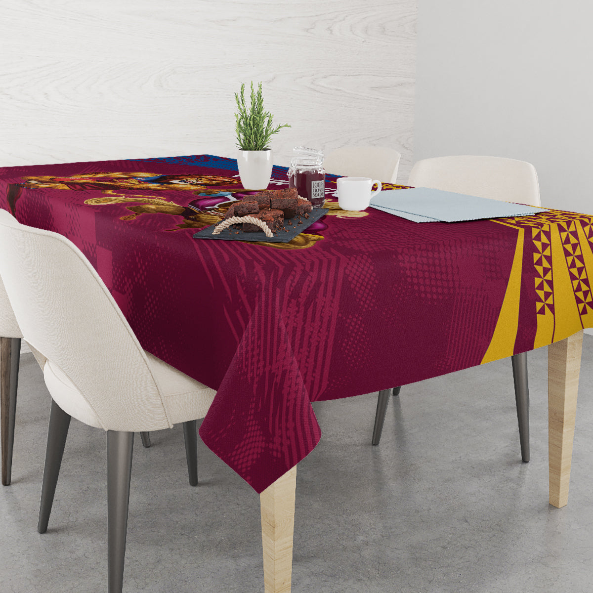 Custom Brisbane Broncos and Lions Tablecloth Together Sporty Style