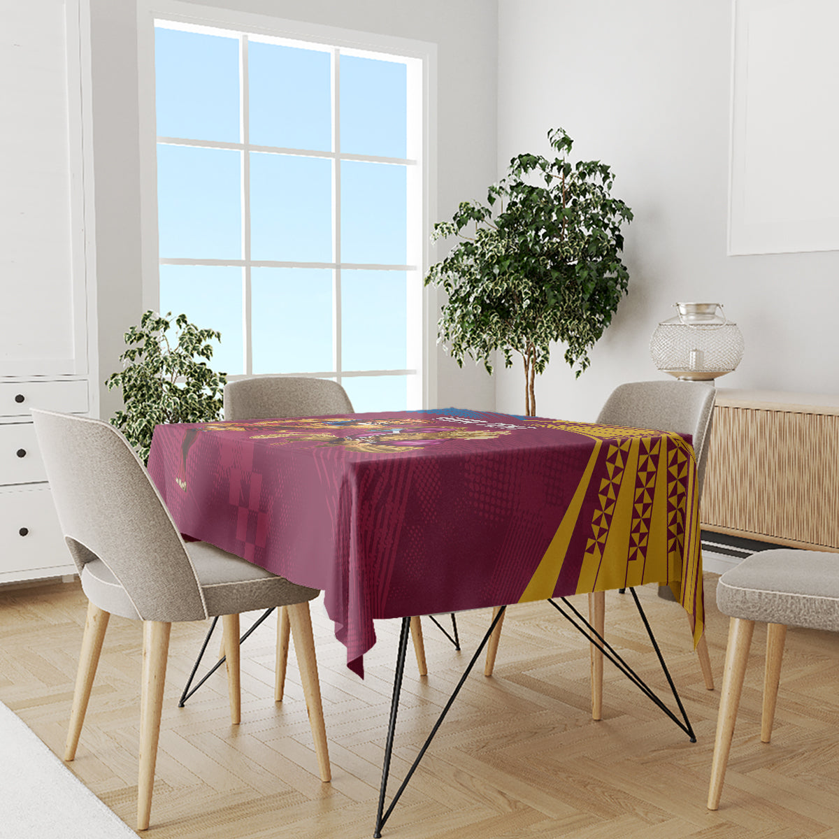 Custom Brisbane Broncos and Lions Tablecloth Together Sporty Style