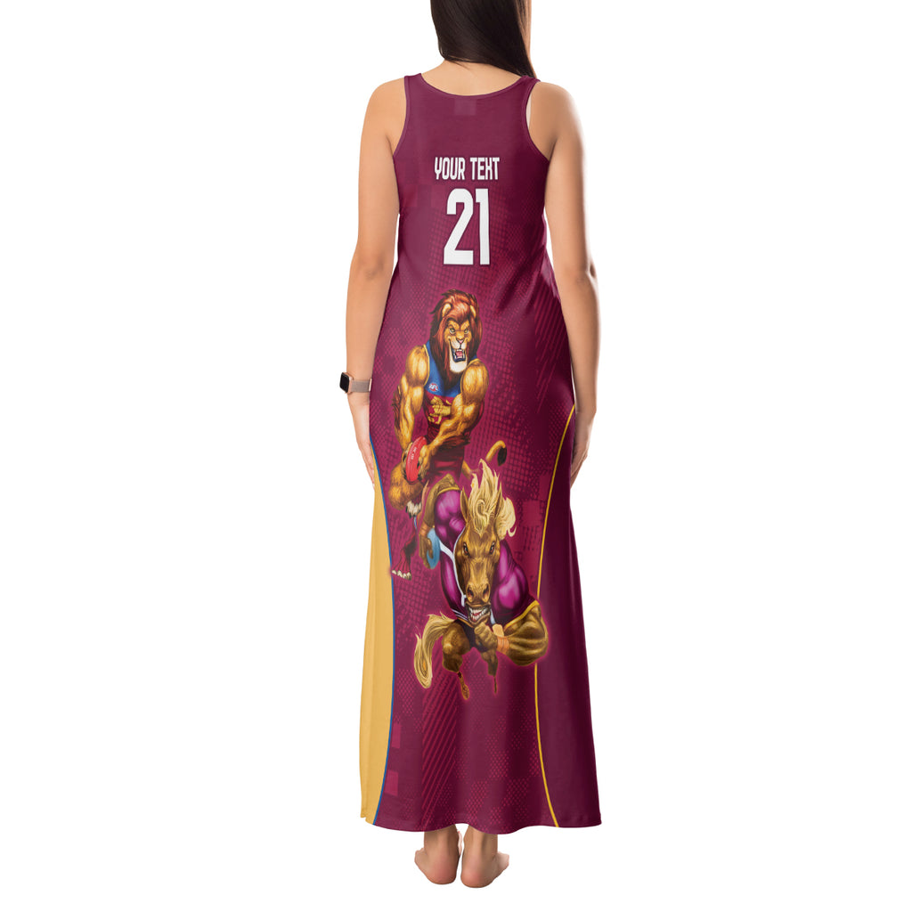 Custom Brisbane Broncos and Lions Tank Maxi Dress Together Sporty Style