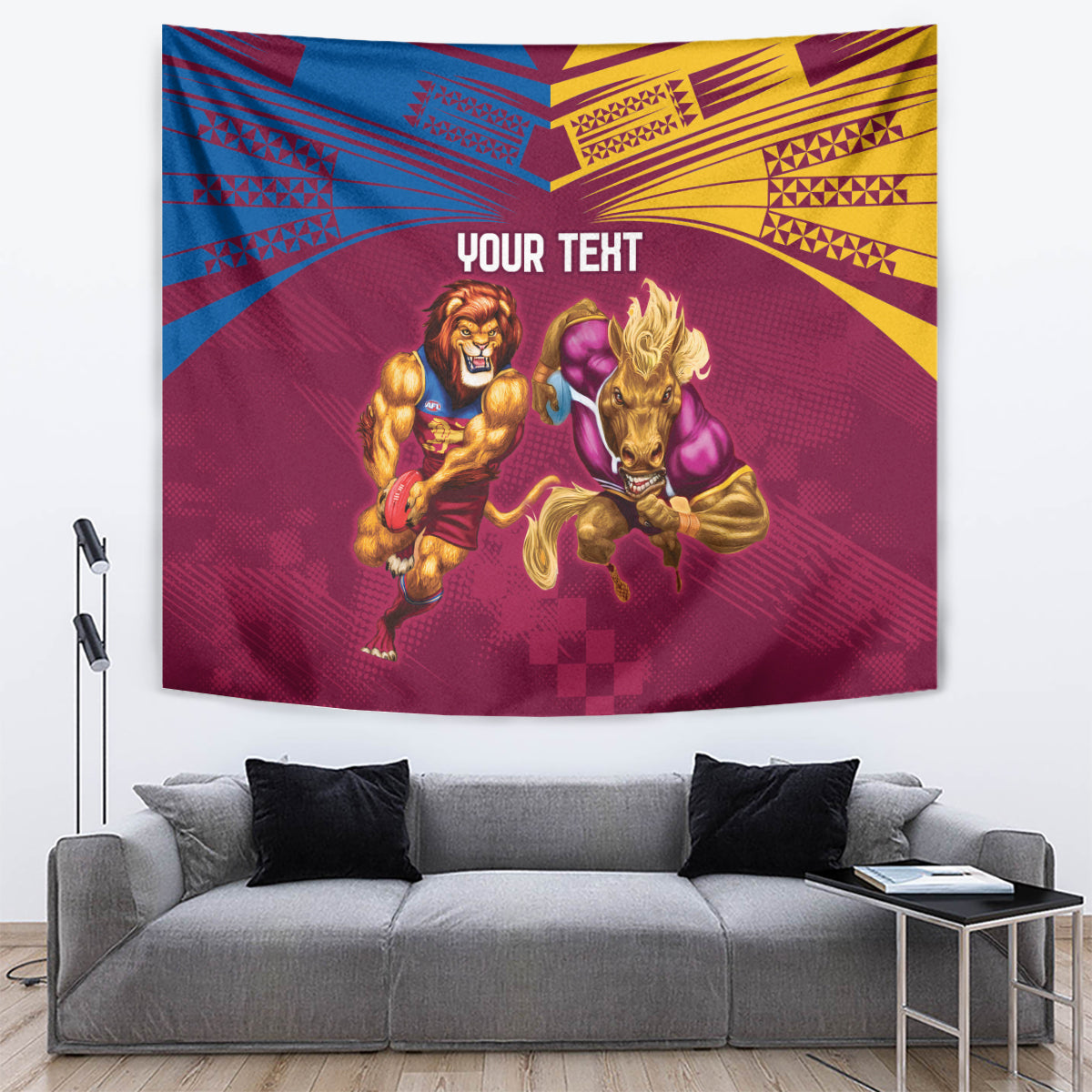 Custom Brisbane Broncos and Lions Tapestry Together Sporty Style