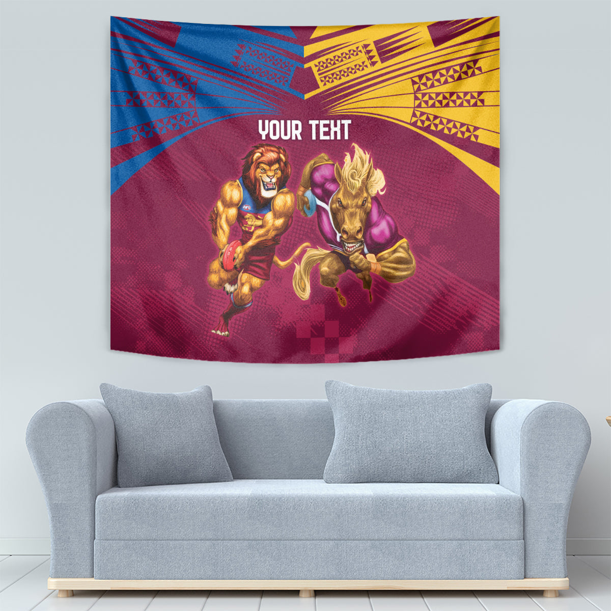 Custom Brisbane Broncos and Lions Tapestry Together Sporty Style