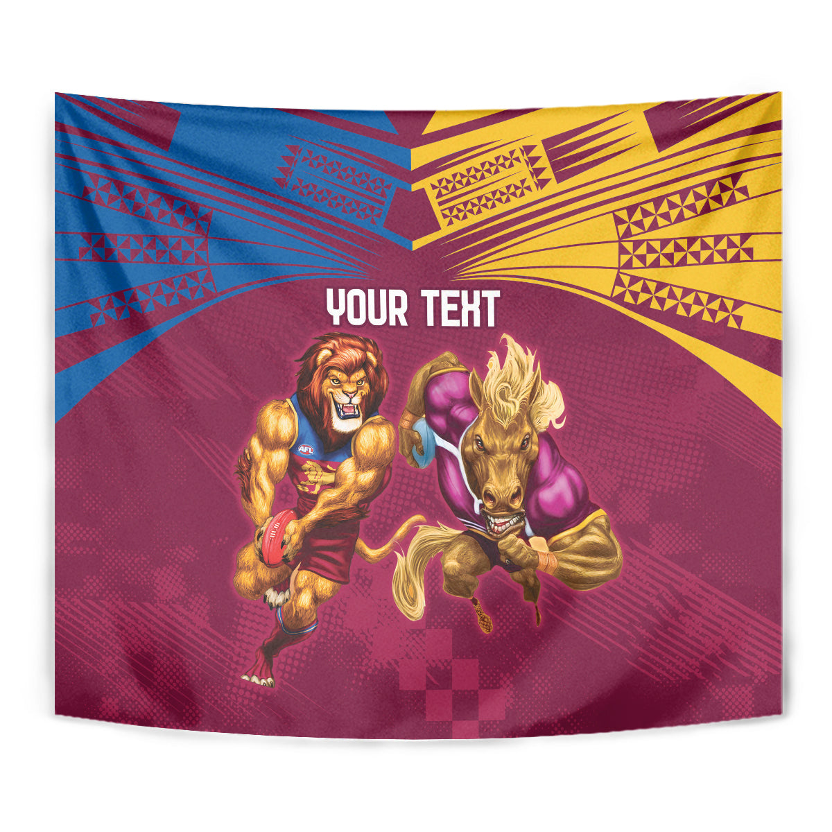 Custom Brisbane Broncos and Lions Tapestry Together Sporty Style