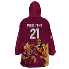 Custom Brisbane Broncos and Lions Wearable Blanket Hoodie Together Sporty Style