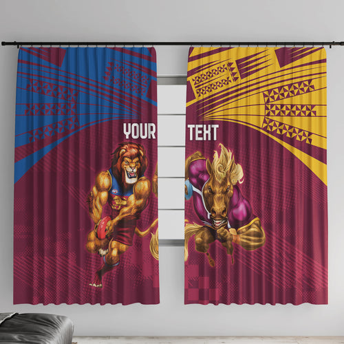 Custom Brisbane Broncos and Lions Window Curtain Together Sporty Style