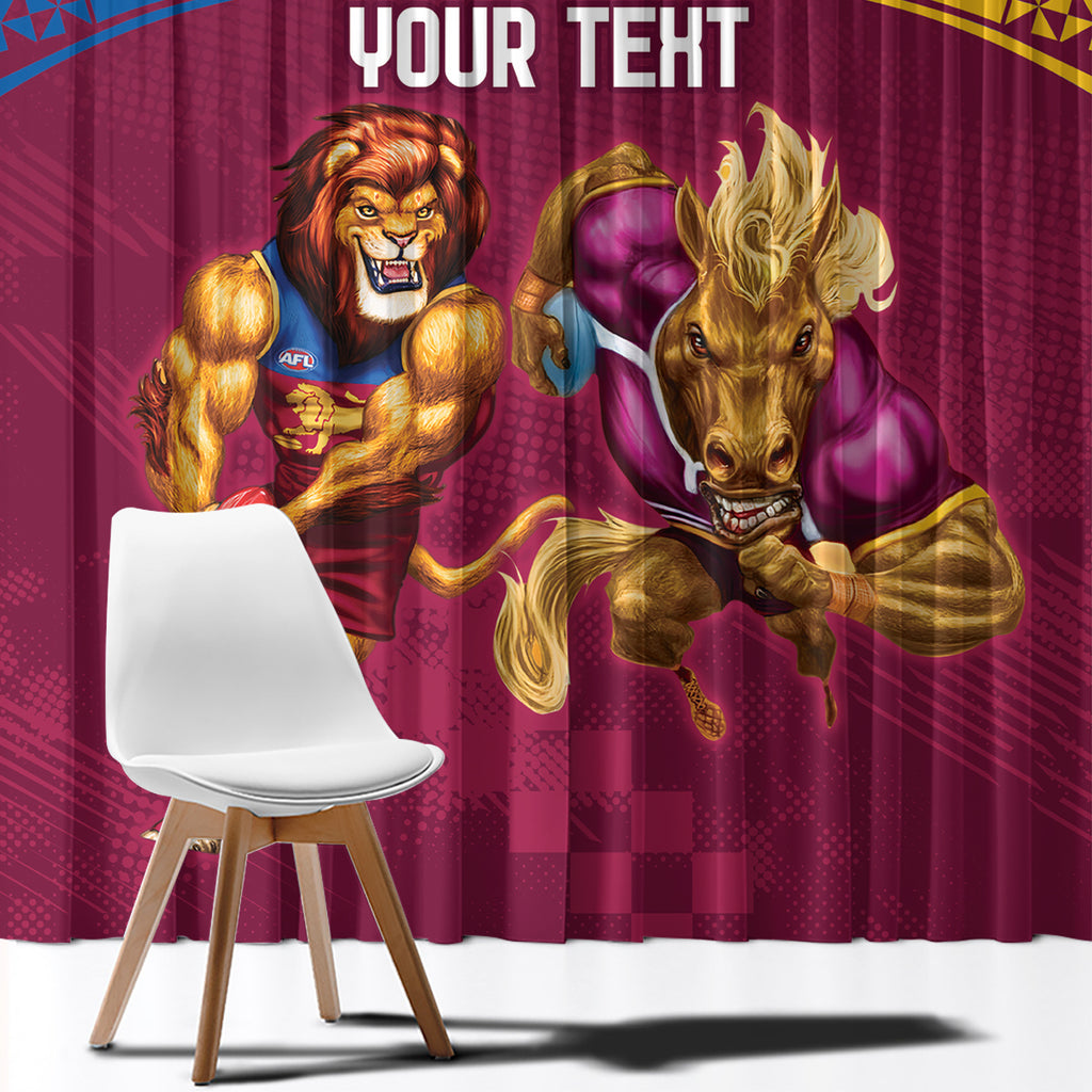 Custom Brisbane Broncos and Lions Window Curtain Together Sporty Style