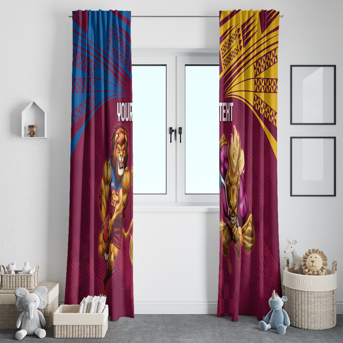 Custom Brisbane Broncos and Lions Window Curtain Together Sporty Style