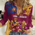 Custom Brisbane Broncos and Lions Women Casual Shirt Together Sporty Style