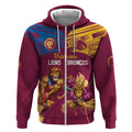 Custom Brisbane Broncos and Lions Zip Hoodie Together Sporty Style