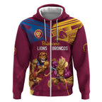 Custom Brisbane Broncos and Lions Zip Hoodie Together Sporty Style
