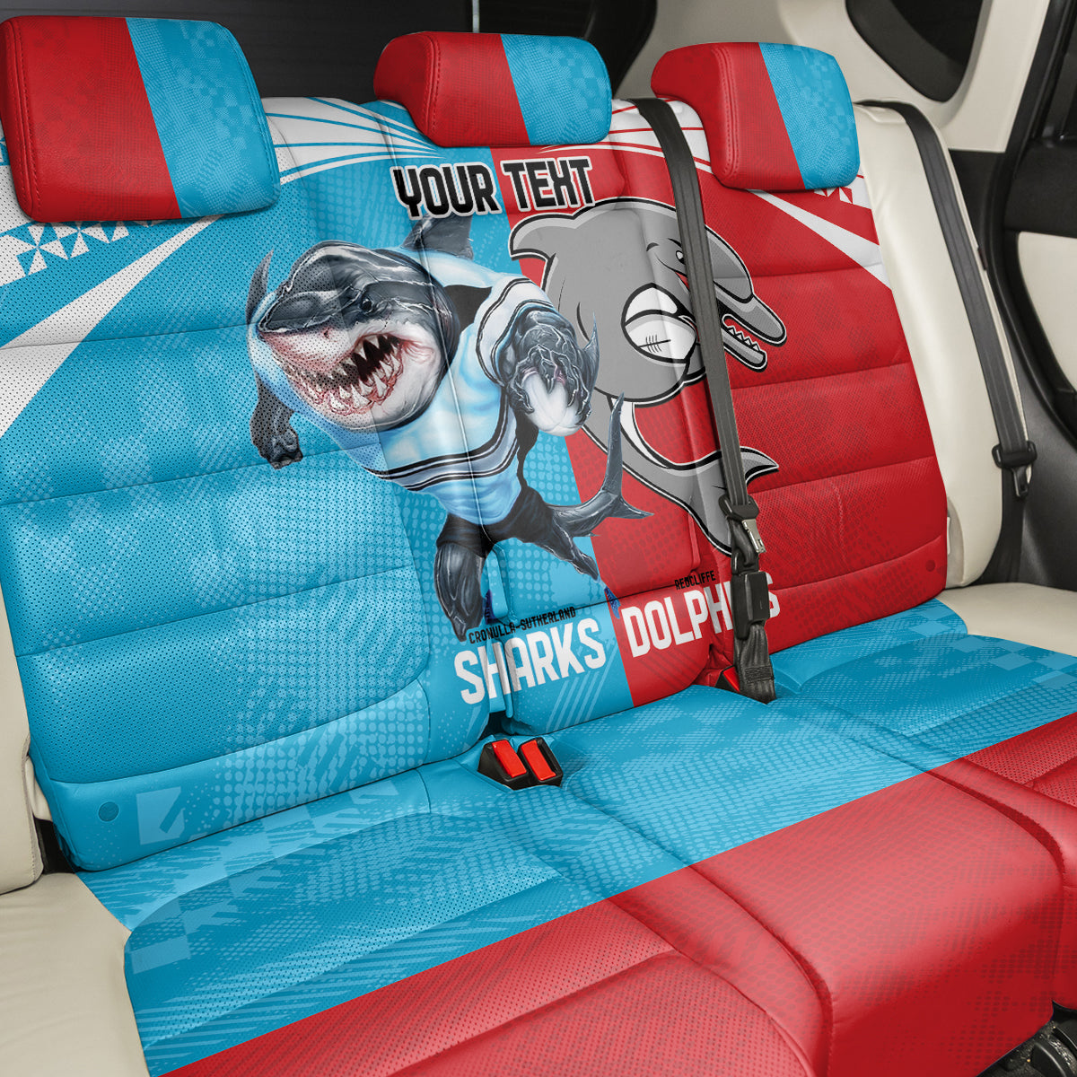 Custom Dolphins and Shark Back Car Seat Cover Together Sporty Style