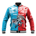 Custom Dolphins and Shark Baseball Jacket Together Sporty Style