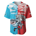 Custom Dolphins and Shark Baseball Jersey Together Sporty Style