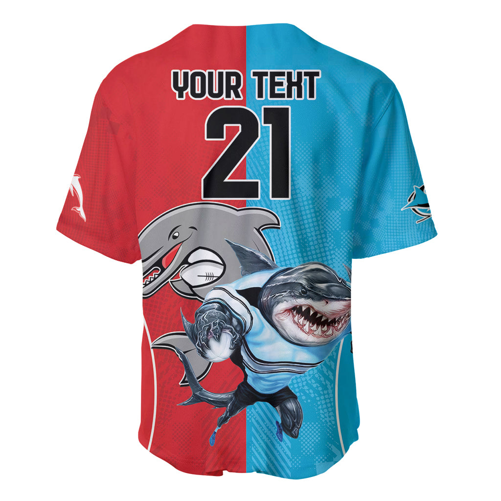 Custom Dolphins and Shark Baseball Jersey Together Sporty Style