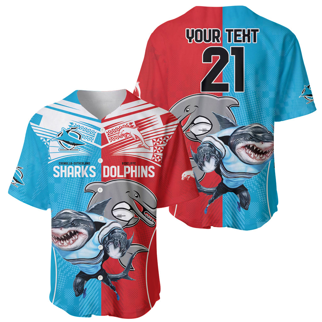 Custom Dolphins and Shark Baseball Jersey Together Sporty Style