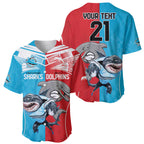 Custom Dolphins and Shark Baseball Jersey Together Sporty Style