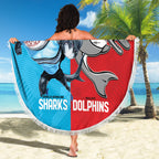 Custom Dolphins and Shark Beach Blanket Together Sporty Style