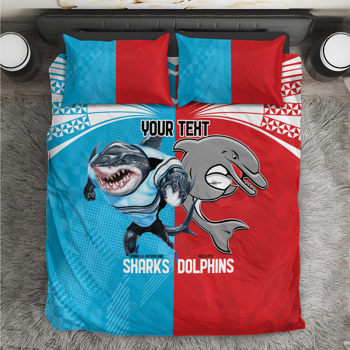 Custom Dolphins and Shark Bedding Set Together Sporty Style