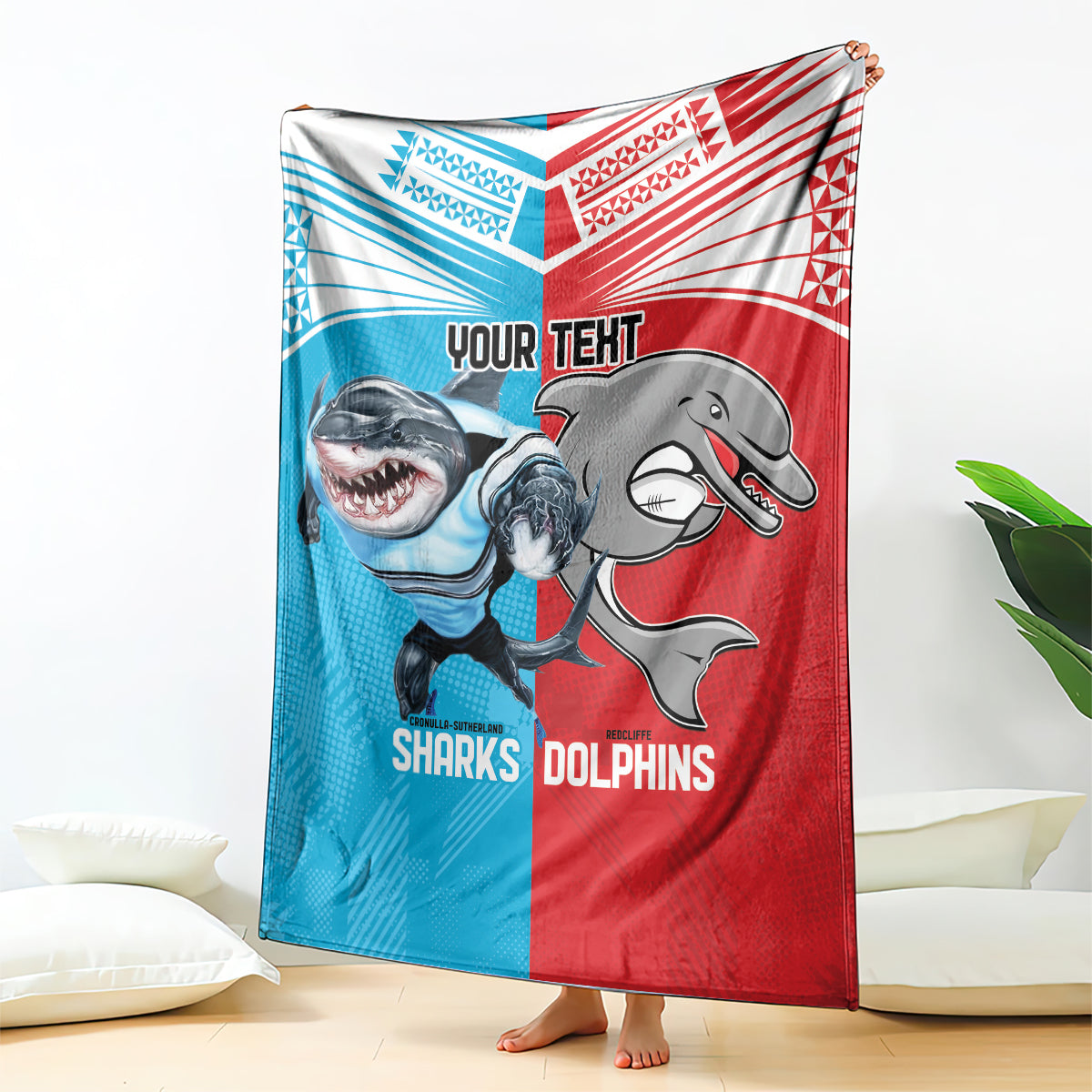 Custom Dolphins and Shark Blanket Together Sporty Style