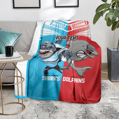 Custom Dolphins and Shark Blanket Together Sporty Style