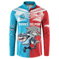 Custom Dolphins and Shark Button Sweatshirt Together Sporty Style