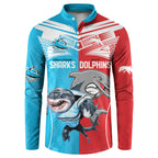 Custom Dolphins and Shark Button Sweatshirt Together Sporty Style