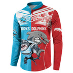 Custom Dolphins and Shark Button Sweatshirt Together Sporty Style