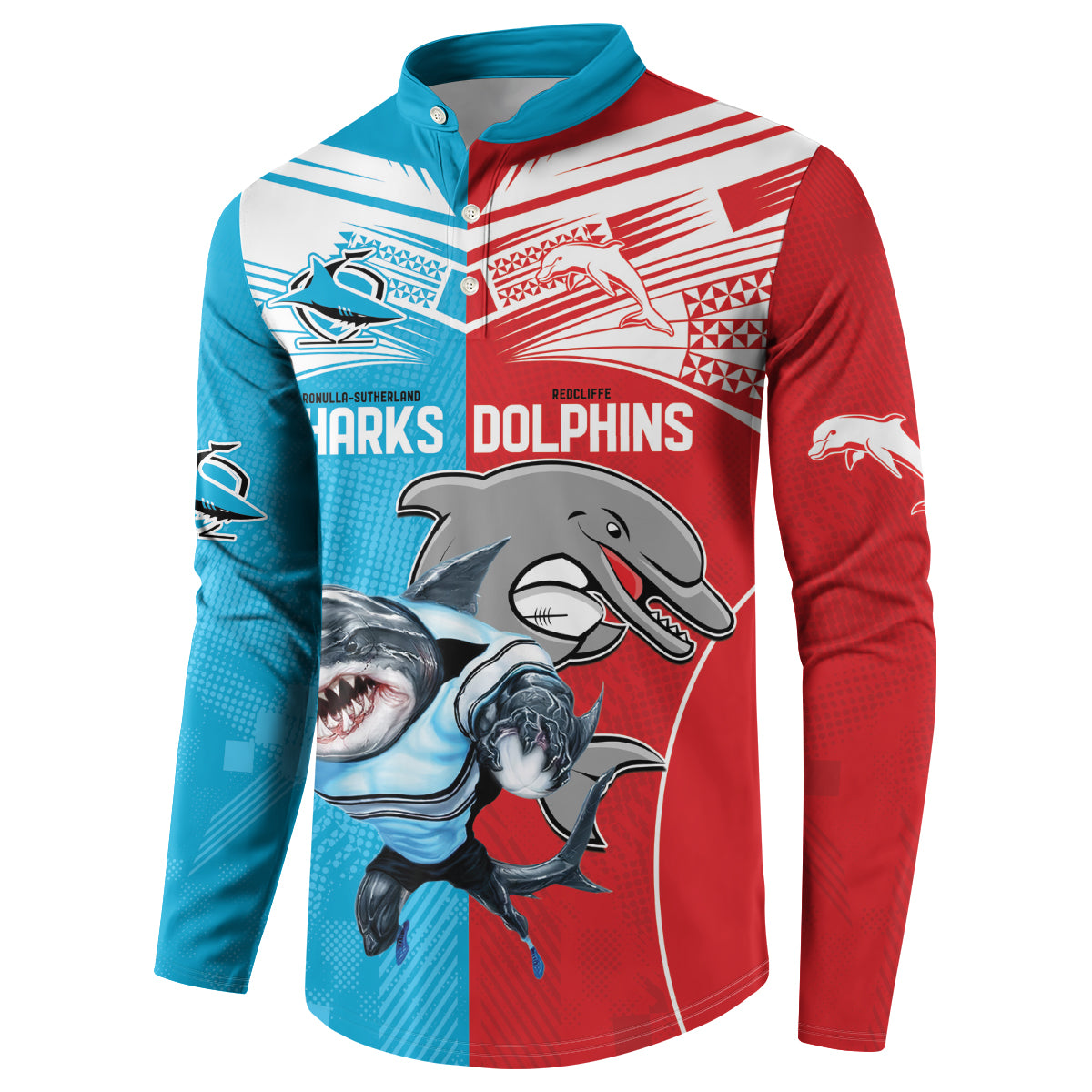 Custom Dolphins and Shark Button Sweatshirt Together Sporty Style