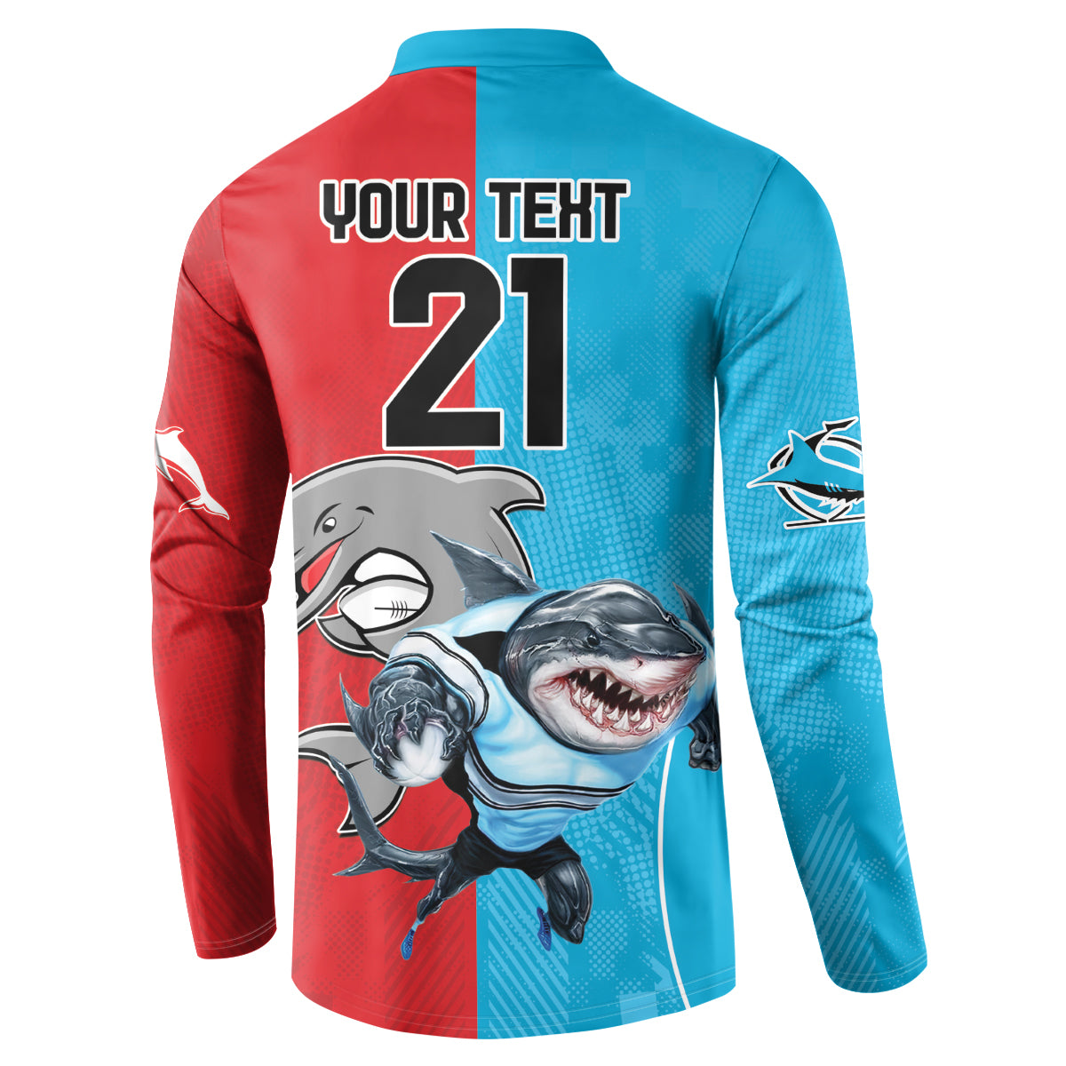 Custom Dolphins and Shark Button Sweatshirt Together Sporty Style