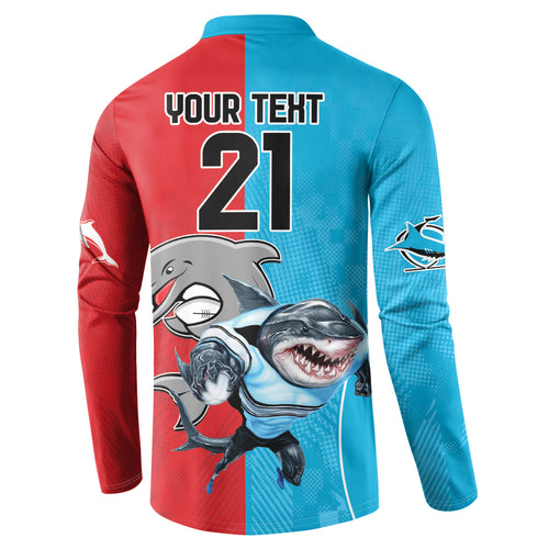 Custom Dolphins and Shark Button Sweatshirt Together Sporty Style