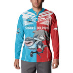 Custom Dolphins and Shark Button Sweatshirt Together Sporty Style
