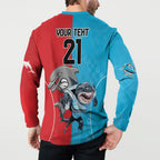 Custom Dolphins and Shark Button Sweatshirt Together Sporty Style