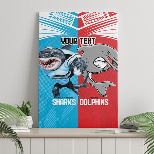 Custom Dolphins and Shark Canvas Wall Art Together Sporty Style