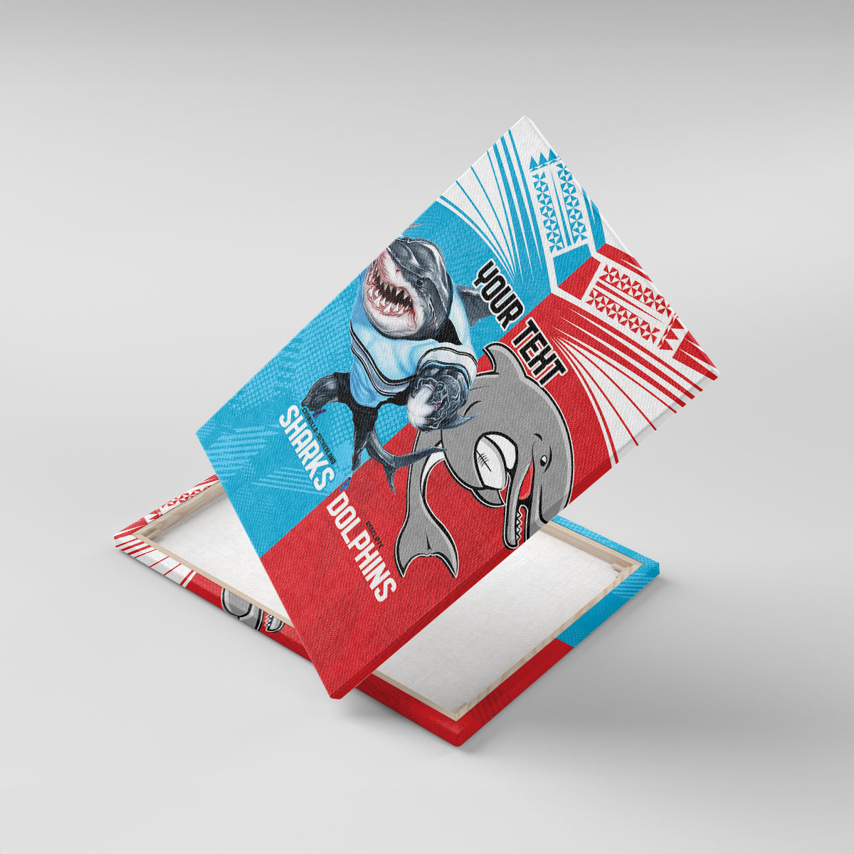 Custom Dolphins and Shark Canvas Wall Art Together Sporty Style