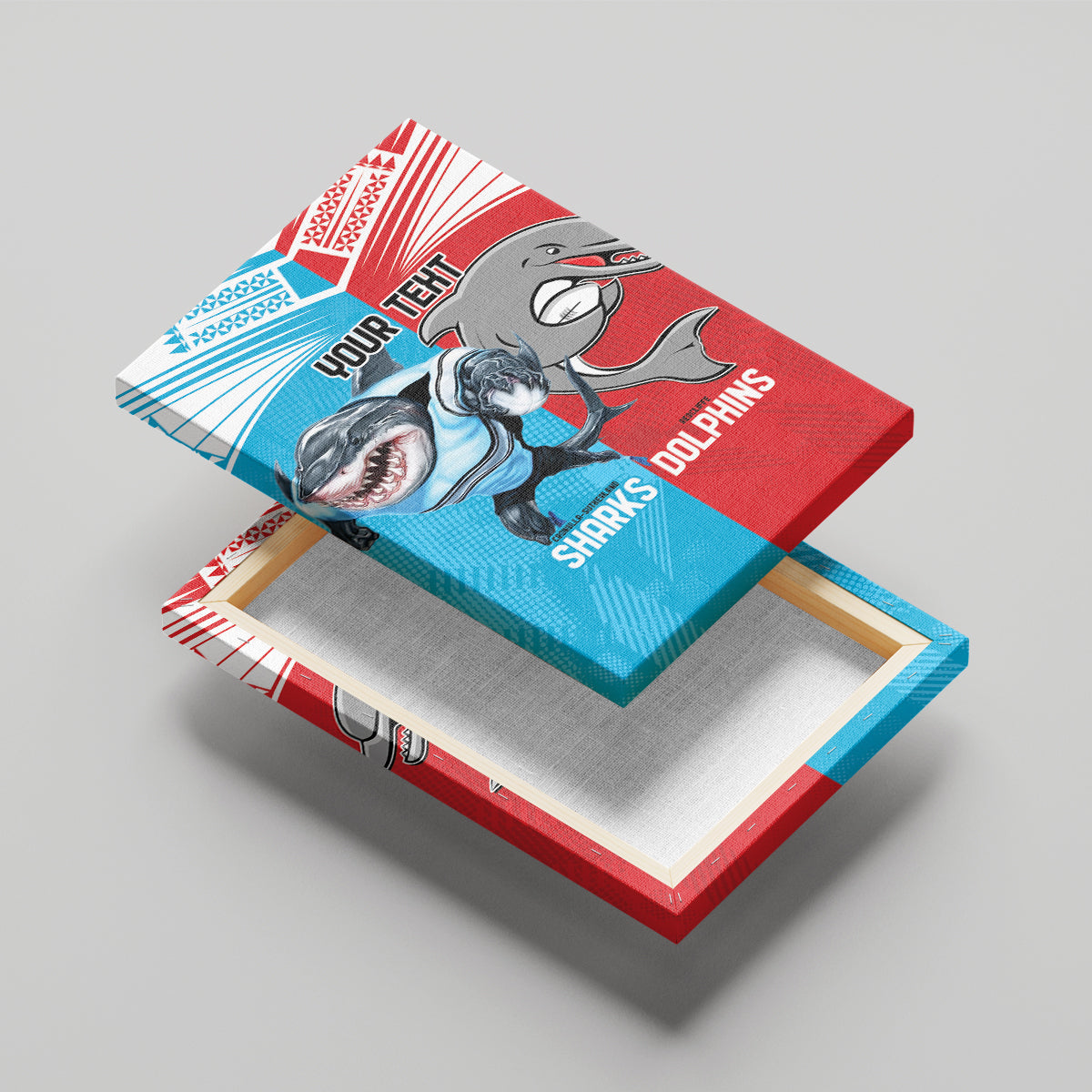 Custom Dolphins and Shark Canvas Wall Art Together Sporty Style