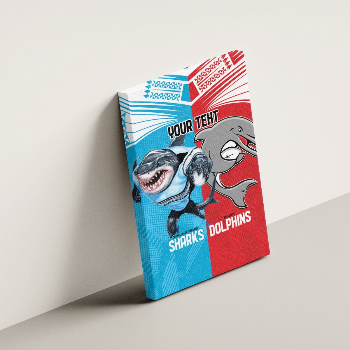 Custom Dolphins and Shark Canvas Wall Art Together Sporty Style